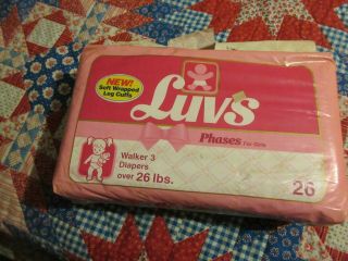 Vintage Collectable Luvs Diapers Size Xl Plastic Cover 1992 Bag Of 26 Rare