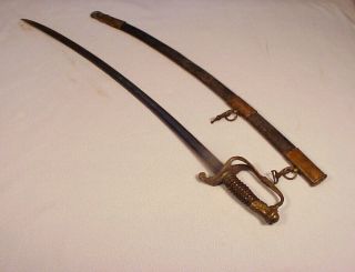 Us Model 1850 Foot Officers Sword Horstmann Rare Variant W Scabbard Nr