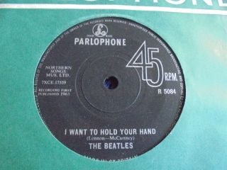 The Beatles - I Want To Hold Your Hand 1963 Uk 45 Parlophone Rare Solid Centre