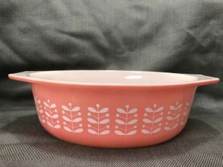 Vintage 1968 Rare Pyrex Pink Stems Oval Casserole Dish 043 No Lid Promotional
