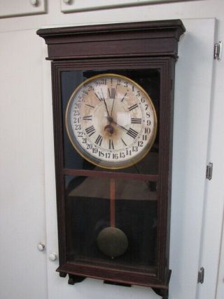 Rare Antique Sessions Regulator 31day Calender Railroad School Office Wall Clock