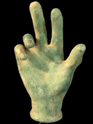 Rare Ancient Roman Bronze Life Sized Hand Statue - 200 - 400 Ad