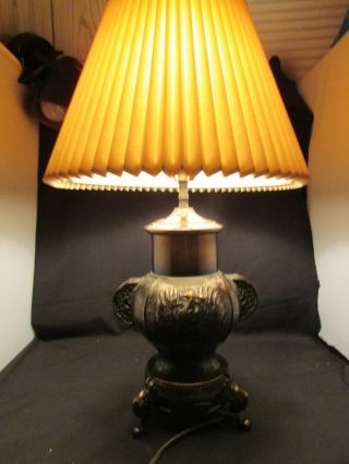 Vintage Chapman Asian Theme Brass Lamp Phoenix Body Elephant Feet Lamp Rare