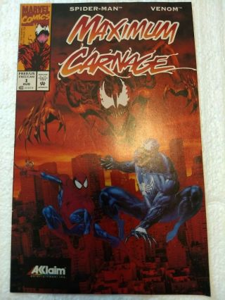 Maximum Carnage 1 1994 Very Rare Spider - Man Venom Marvel,  Acclaim Variant
