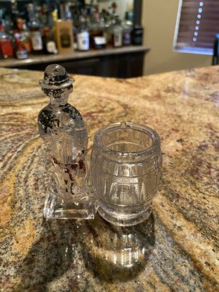 Rare Vintage Glass Candy Container Charlie Chaplin 2