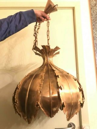 Rare 1960’s Brutalist Svend Aage Holm Sorensen Danish Brass Pendant Ceiling Lamp
