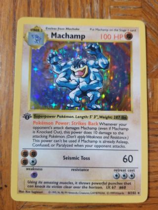 Machamp 8/102 Pokemon Base Set 1st Edition Holofoil Shadowless Card