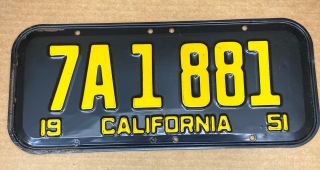 RARE PAIR 1951 DMV CLEAR 7A 1881 (CALIFORNIA) CAR LICENSE PLATE - VINTAGE 2
