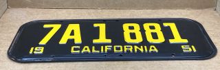 RARE PAIR 1951 DMV CLEAR 7A 1881 (CALIFORNIA) CAR LICENSE PLATE - VINTAGE 3