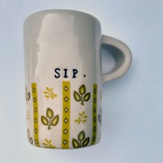 Rae Dunn Vintage Espresso Mug Cup Saucer Sip Rare Discontinued Small leaves 2