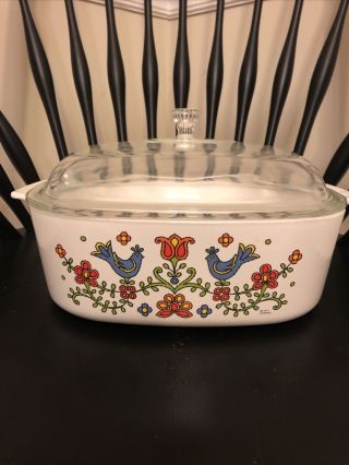 1975 Vintage Corning Ware A - 84 - B Country Festival 4 Qt Casserole With Lid,  Rare