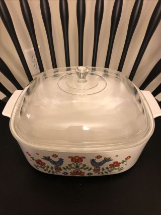 1975 Vintage Corning Ware A - 84 - B Country Festival 4 Qt Casserole with Lid,  Rare 2