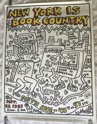 1985 Keith Haring,  " York Is Book Country " Poster,  Rare,