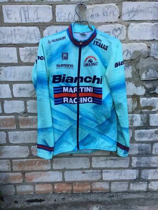 Mens Santini Bianchi Martini Racing Team Cycling Jacket Long Sleeve Size L Rare