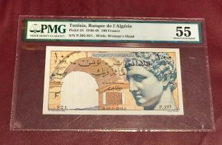 Algeria Tunisia Bank D’algerie 100 Francs 1948 Pmg 56 Almost Unc Pick 24 Rare