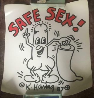 Keith Haring Rare Safe Sex Vintage Poster From Nyc Pop Shop