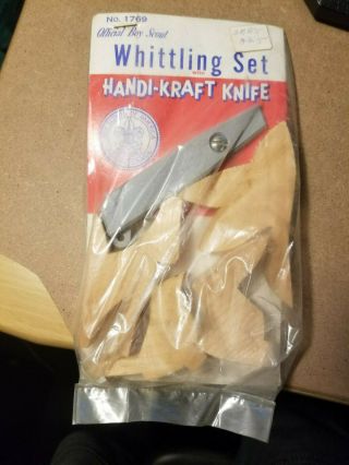 Vintage Official Boy Scout Whittling Set With Handi - Kraft Knife No 1769 Rare