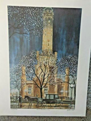 M.  Eilch - Chicago Watertower Lithographic Print - S/n - Rare