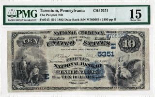 $10 1882 Db National Tarentum Pennsylvania Pa " Mega Rare " ( (only 1 On Census))