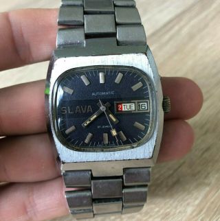 Watch Slava 27 Jewels With Bracelet Wristwatch Rare Russia Ussr Soviet Sssr