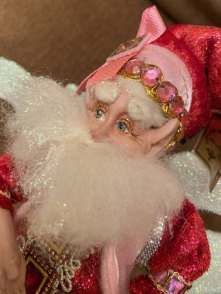 Rare Mark Roberts Ornament Fairy Elf Santa With Wings & Crystal