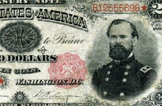 Hgr Sunday 1891 $2 Treasury Note ( (rare - General Mcpherson))  Circulated