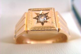 Rare & Heavy 18ct Gold & Old Cut Diamond Early Victorian Mens Signet Ring 1852