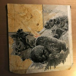 Rare Signed Published Movie Poster Illustration Art Painting Western 