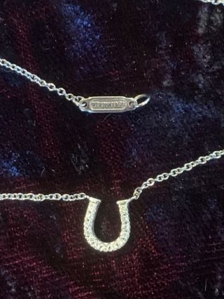 Tiffany & Co Horseshoe Diamond 18k White Gold Necklace Rare & Not In Stores