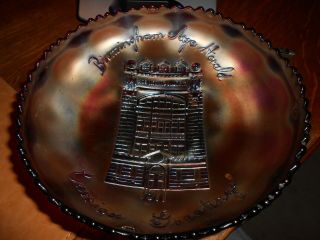 1911 Fenton Birmingham Age Herald Carnival Glass Bowl - Carrier’s Greetings RARE 2