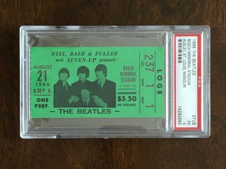 Rare The Beatles 1966 St Louis Busch Memorial Stadium Ticket Stub Psa 5 Vintage