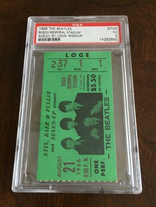 RARE The Beatles 1966 St Louis Busch Memorial Stadium Ticket Stub PSA 5 Vintage 2