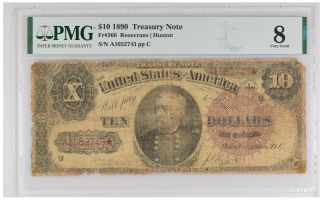 Rare 1890 Fr - 366 $10 Treasury Note Pmg Very Good 8 No Comments Only 164 Known