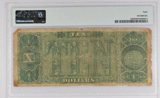 Rare 1890 FR - 366 $10 Treasury Note PMG Very Good 8 No Comments Only 164 Known 2