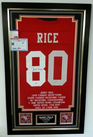 Rare Jerry Rice Signed Shirt Jersey 49ers Autograph Nfl Display