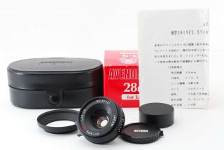 Rare Avenon Mc L 28mm F/3.  5 For Leica W/ Hood Cap From Japan