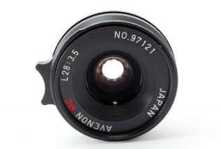 Rare Avenon MC L 28mm f/3.  5 For Leica w/ Hood Cap From Japan 3
