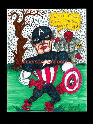 Daniel Johnston Artwork Poster Handbill - A Rare - Die Captain America