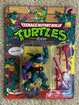 Tmnt 1990 Teenage Mutant Ninja Turtles Slash Action Figure Toy Moc Rare