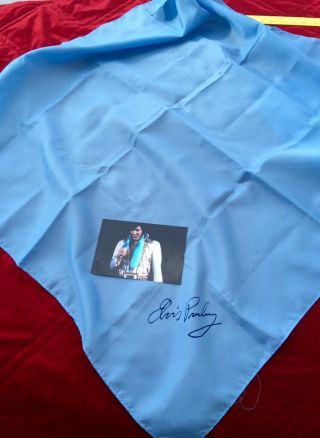 Rare Elvis Presley Owned Concert Worn Blue Scarf February 21st 1977 Charlotte Nc