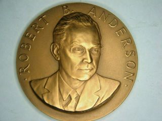 Rare 1958 Bronze Medal Paperweight Robert Anderson Secretary Of Treasury Estate