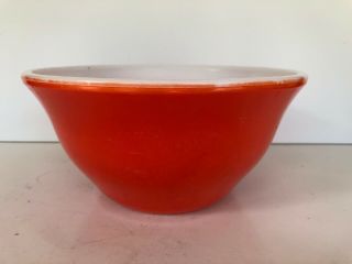 Vintage Rare Mckee Milk Glass Reddish Orange Mixing Bowl 9”x4.  25” Gc