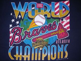 Vintage 1995 Atlanta Braves Shirt - - L - 95 World Series Champions Rare