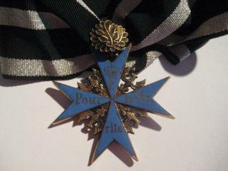 Pour Le Merite Oak Leaves 800 Combat Medal Wwi Pilot Award Rare Hard Enamel 1914