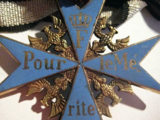 Pour le Merite oak leaves 800 combat medal WWI pilot award rare hard enamel 1914 2