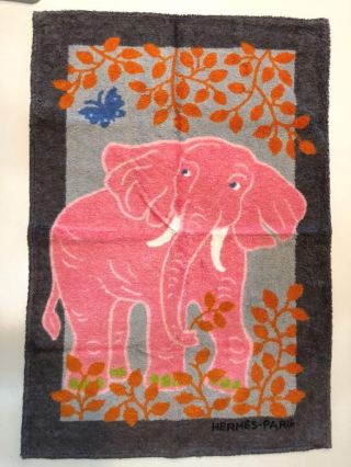 Hermes Beach Bath Towel Floor Mat Cotton Pink Elephant Animal Interior Rare