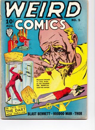 Rare Weird Comics 5 1940 G - Vg Cond.  Sci - Fi Needle Cover Blast Bennett,  More