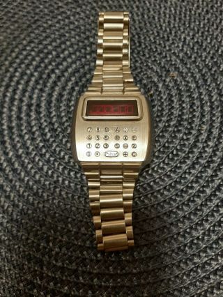 Rare Vintage 1976 Pulsar 901 Time Calculator Watch Stainless -