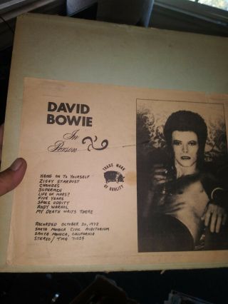 David Bowie Rare Vinyl Poor.  Oct 20 72 Santa Monica Civic Blue Vinyl