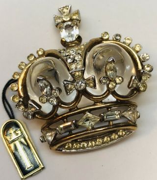 Rare Vintage Trifari ' Alfred Philippe ' Jelly Belly Royal Coronation Crown Pin 2
